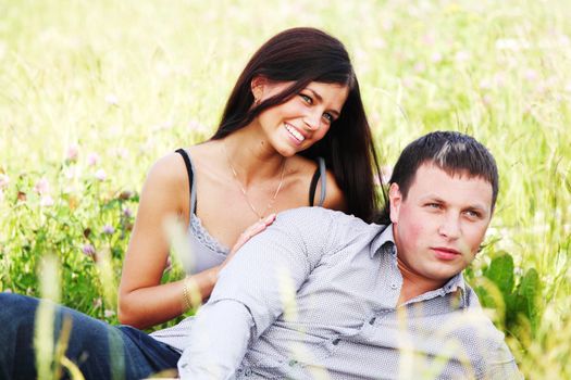 two lovers on grass field
