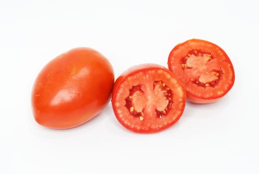 Three freshness tomatoes on white backgrounds. 