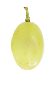 Translucent slice of green grape fruit, macro isolated on white 