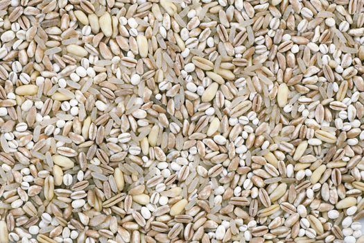 Mixed healthy grains texture or background.