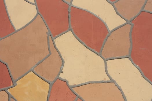 Irregular mosaic of wall outdoor