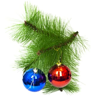 two christmas toys on white background