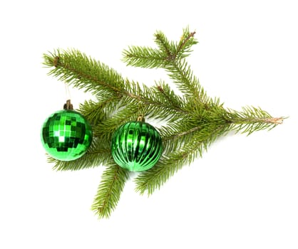 two christmas toys on white background 