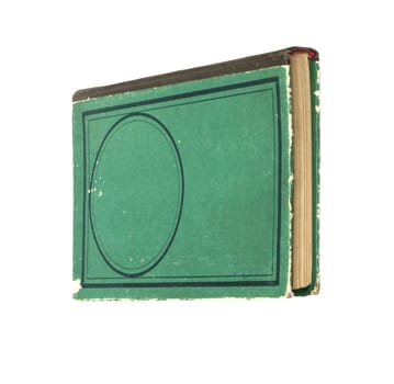 Old green book isolated on white background 