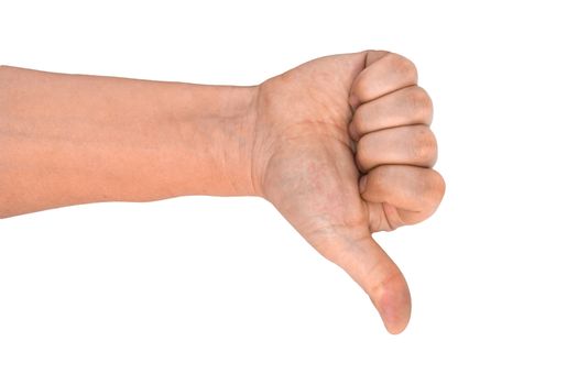 men's hand make thumbs up isolated over white 