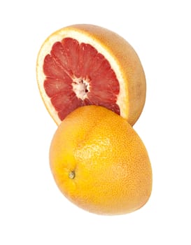 two half grapefruit isolated on white background 