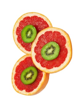 Isolated Kiwi and Grapefruit 