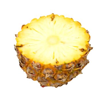 Pineapple slice isolated over white background. 