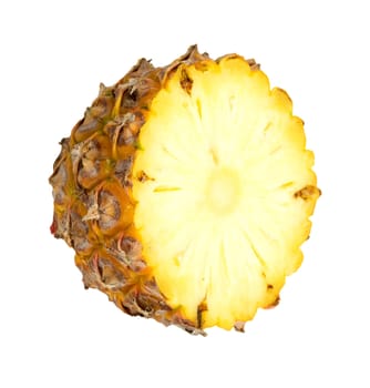 Pineapple slice isolated over white background. 