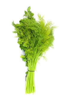 dill and parsley isolated on a white background 