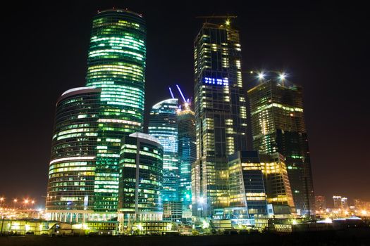 International Business Centre buildings at night