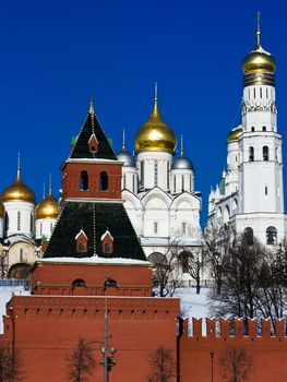 Moscow Kremlin Wall and Cathedral of the Archangel Michael, Russia