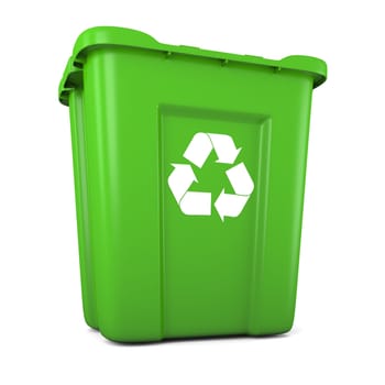 3D model of empty green plastic recycle bin