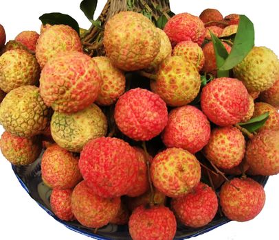 Closeup of fresh bunch of Lychee fruits 