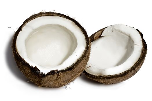Fresh coconut on white isolated background