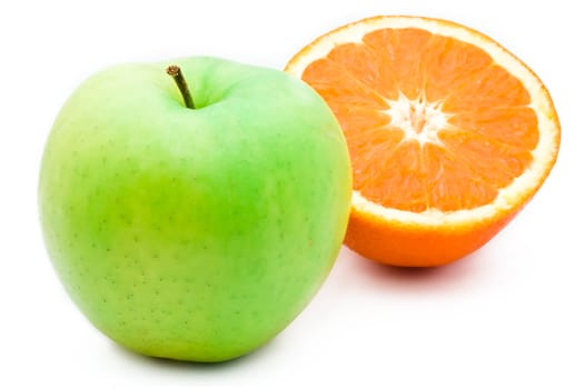 Green apple and orange