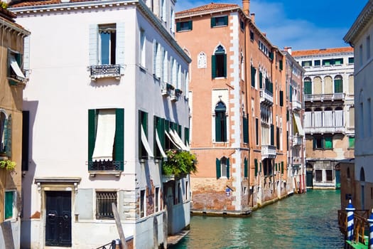 Nice venetian canal and old houses, Venice, Italy