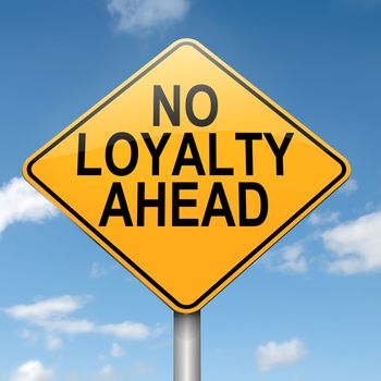 Illustration depicting a roadsign with a loyalty concept. Blue sky background.