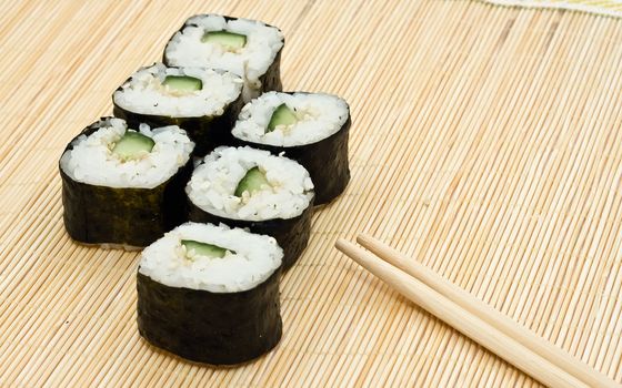 Traditional Japanese food Sushi, close-up