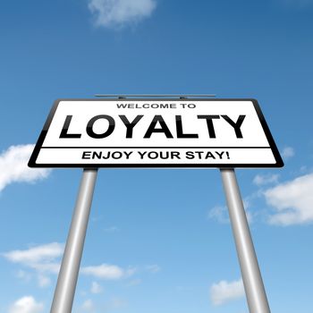 Illustration depicting a roadsign with a loyalty concept. Blue sky background.