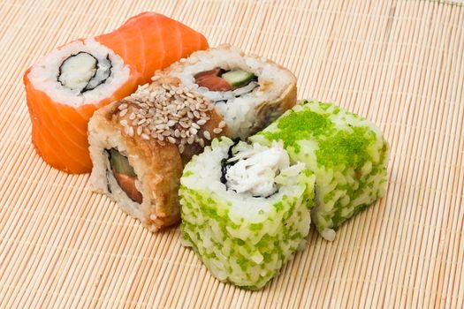 Traditional Japanese food Sushi, close-up