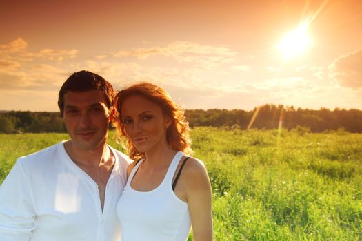 sunrise sun in woman and man hair