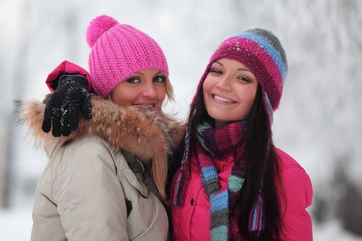 winter women close up portrait in frost forest