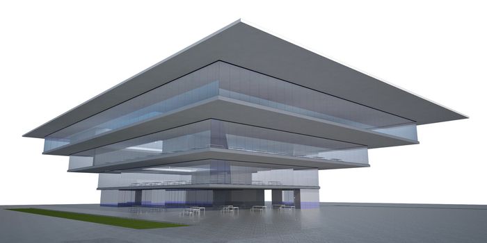 Modern building exterior 3d render.