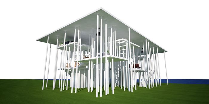 3d conceptual house, on white background 