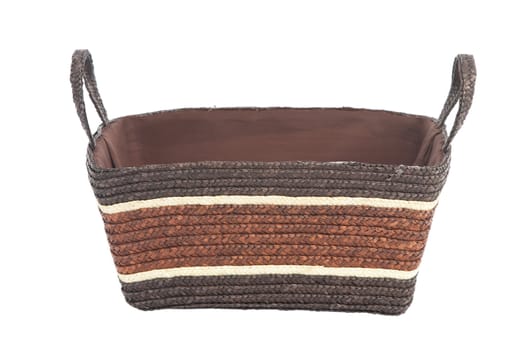 isolated woven straw basket 