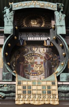 Famous astronomical anchor clock in Vienna, Austria