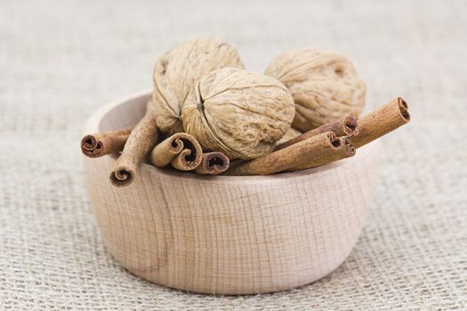 cinnamon sticks and walnuts