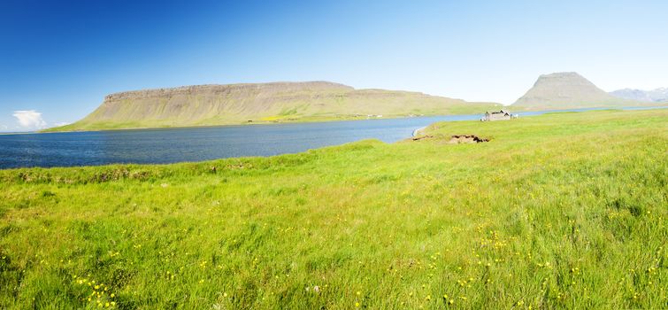 Mighty fjords rise from the sea in the Westfjords Peninsula, northwestern Iceland