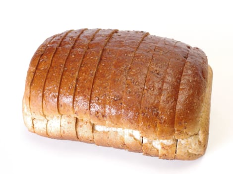 Whole wheat bread on white background