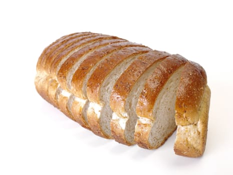 Whole wheat bread on white background