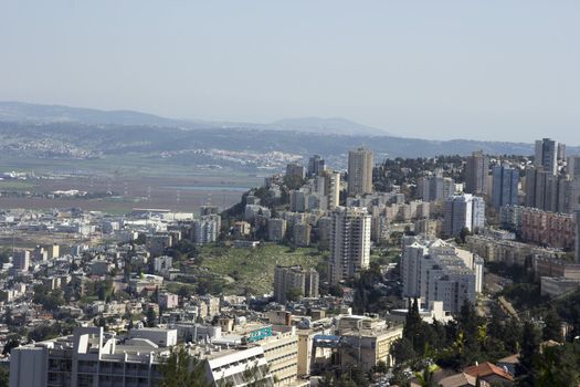 View of Haifa, Haifa port and Haifa Bay from Mount Carmel