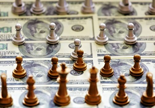 Chess pieces on the dollar field