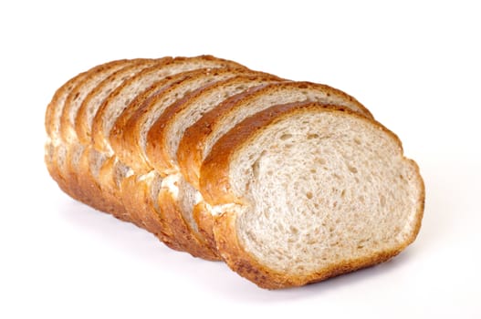 Whole wheat bread on white background