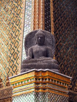 Buddha in Wat Phra Kaew (Temple of the Emerald Buddha), Bangkok Thailand.    