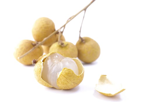 Fresh longan on the white background 