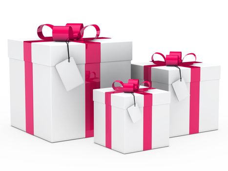 christmas white gift box pink ribbon signboard