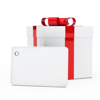 christmas white gift box red ribbon signboard