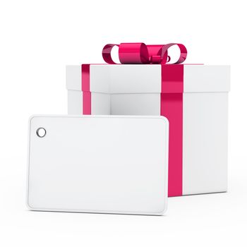 christmas white gift box pink ribbon signboard