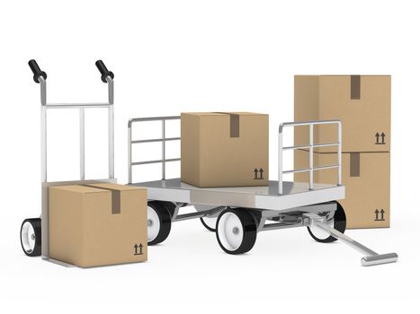 transport brown package trolley and hand truck