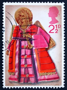 GREAT BRITAIN - CIRCA 1972: a stamp printed in the Great Britain shows Angel with Trumpet, Christmas, circa 1972