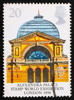 GREAT BRITAIN - CIRCA 1990: a stamp printed in the Great Britain shows Alexandra Palace, London, Stamp World Exhibition, circa 1990