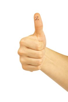OK with smile on hand, isolated on white background