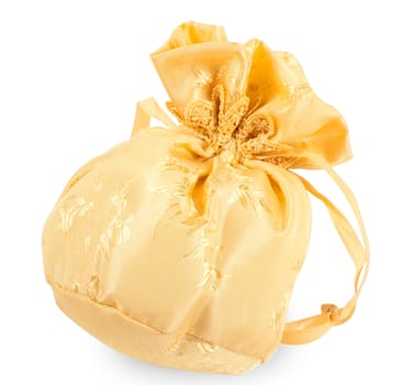Gold christmas bag with present
