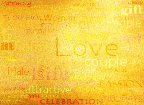 Seamless pattern made from words which relate with word love