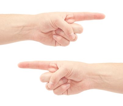 Pointing hand isolated on white background